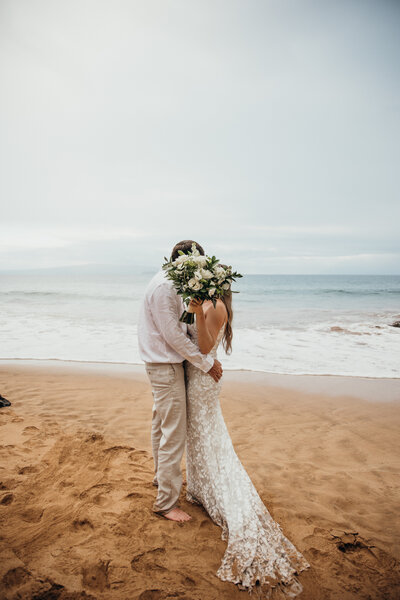 Maui elopement photographer captures sunset bridal portraits at top maui elopement locations