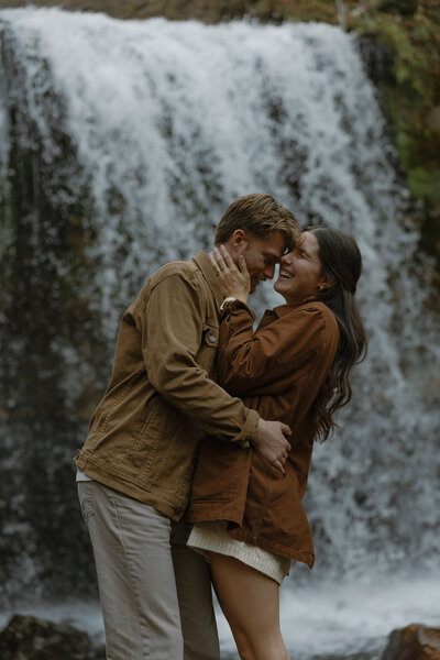 Couple taking couples photos at Cascade Falls in  Osceola, Wisconsin