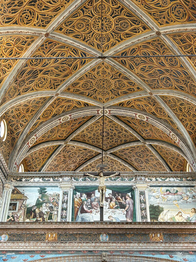 Looking at the roof and the murals inside the chiesa