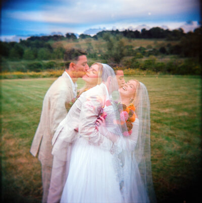 Massachusetts backyard wedding photographed on film photography