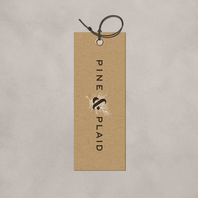 pine and plaid clothing hang tag