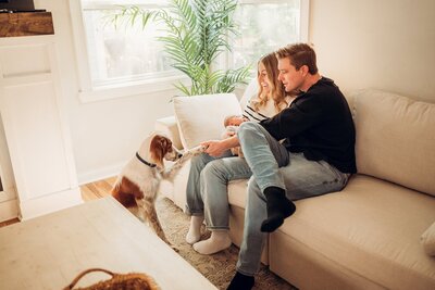 newborn with family at home