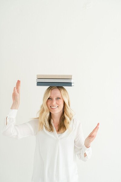 Louisville KY portrait  photographer, Julie Brock, laughs during photo session