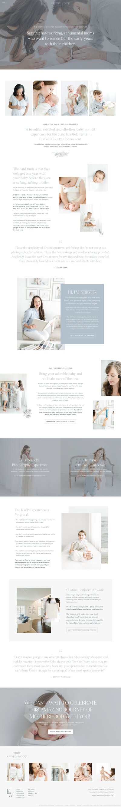 Showit Template Customization for Kristin Wood Photography, a Connecticut newborn photographer