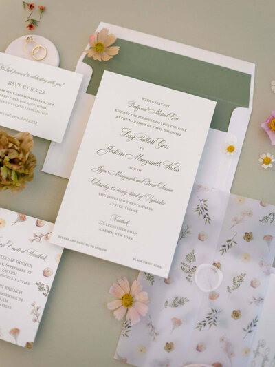 floral inspied wedding invitation suite