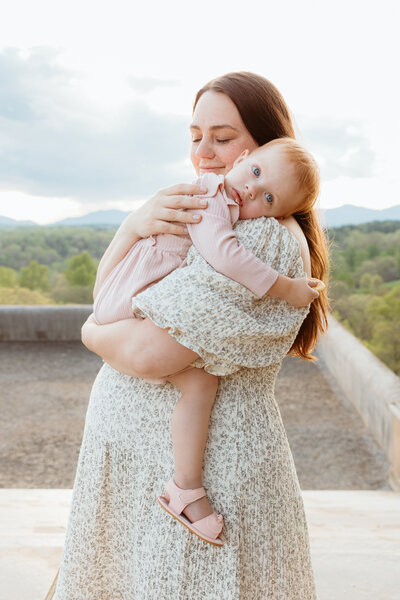 Biltmore Estate Maternity Family Session with mom and toddler photographed by Asheville Maternity and Newborn Photographer Rachel Marie Photography