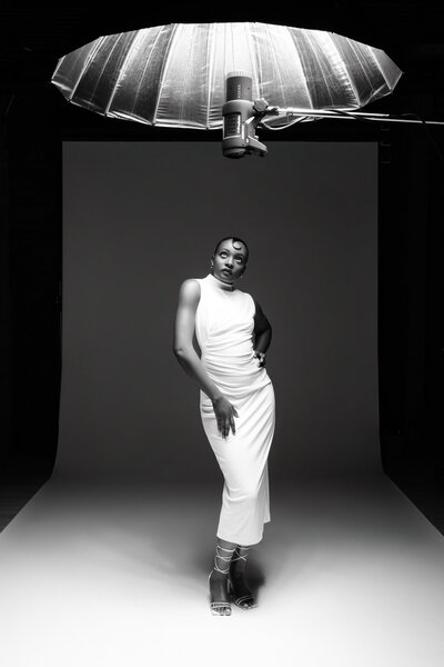 Editorial studio portrait photographed in Seattle, designed for clients who want polished, magazine‑inspired images that feel both modern and timeless.