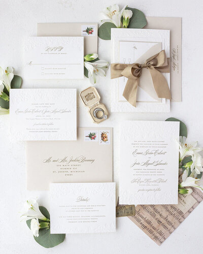 neutral color palette wedding invitations