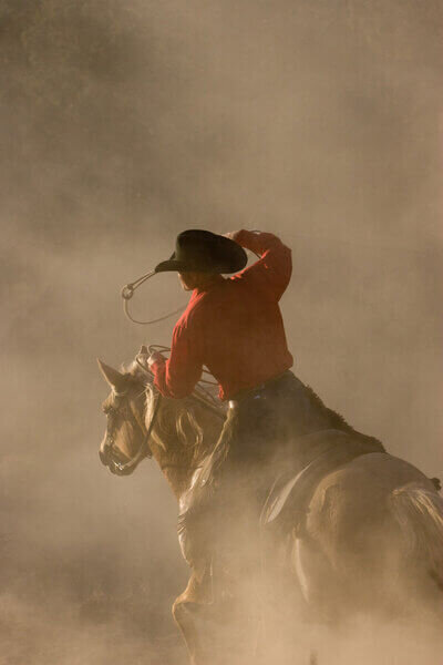 Cowboy riding horse in Wenatchee