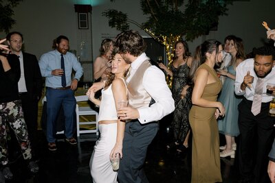 Bride and groom dancing at their wedding