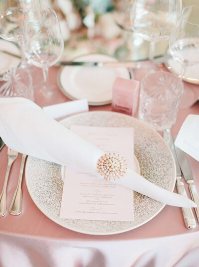 Minimalistic Pink Wedding Table Decor Details