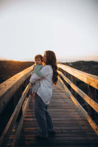 Mom walking with her son on a Scottsdale desert trail