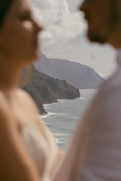 Bride and groom's intimate moment captured by Oahu wedding photographer