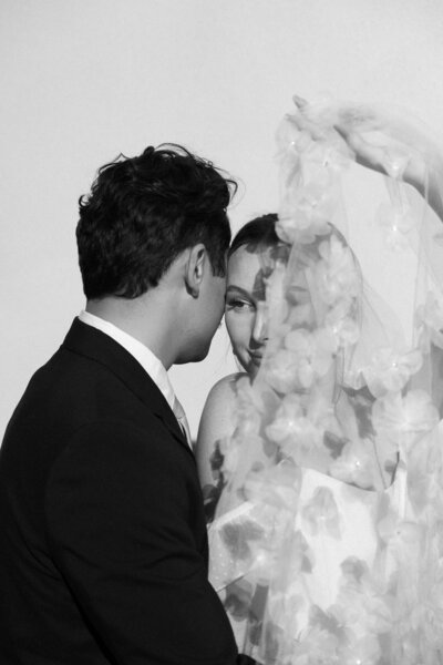 Timeless bride and groom portrait on 35mm film, taken by a La Jolla wedding photographer.