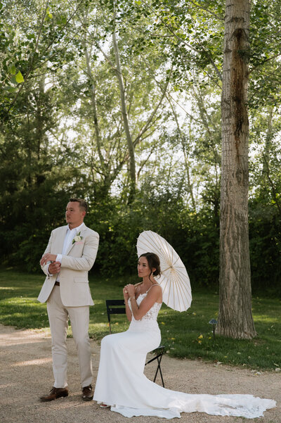 Bride and groom walk up memorial steps at their DC wedding