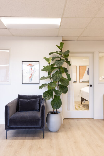 Empty chair in a bright office space at Santa Barbara Myo.
