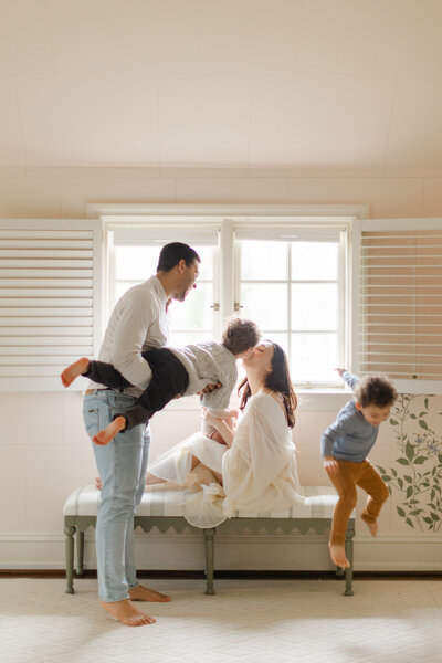 Candid in-home family portrait