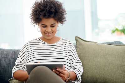 woman on tablet during EMDR therapy session