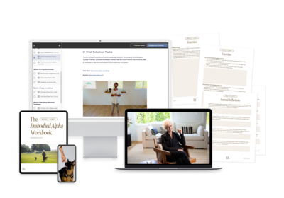 Mockup of Embodied Alpha course and instant downloads