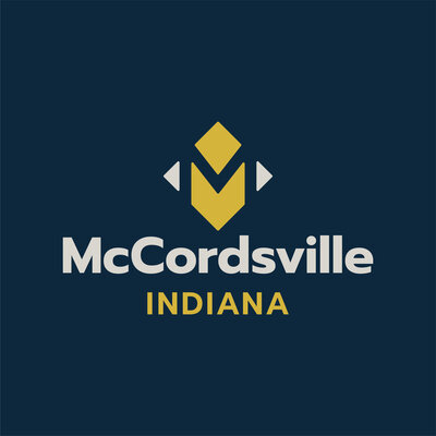 town logo of mccordsville on top dark blue background