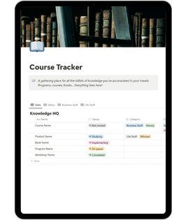 Screenshot of Course Tracker Notion Template in action.
