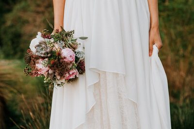 Bride wearing her elopement dress in Vancouver, BC