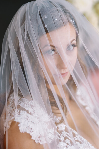 Arkansas bride with veil over face