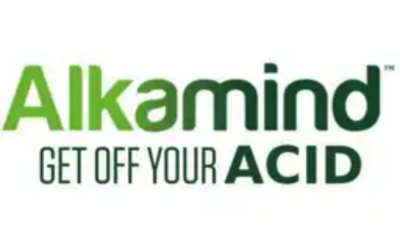 Text based logo with words 'Alkamind Get off your acid"