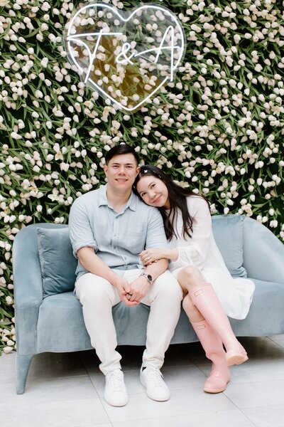 Bride and groom at engagement party