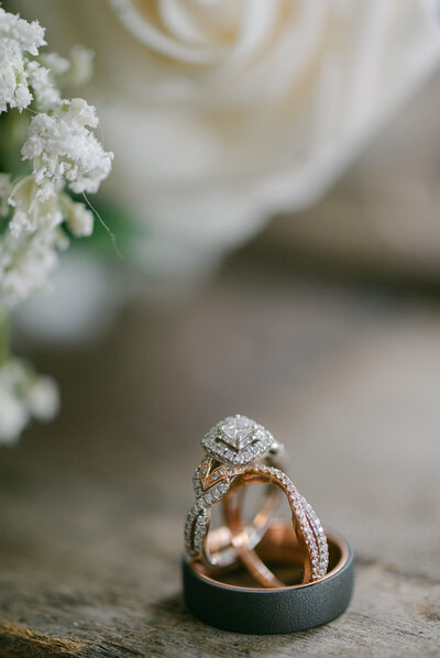 closeup of wedding rings taken by a Grand Rapids wedding photographe
