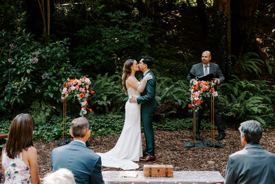 Couple's ceremony kiss