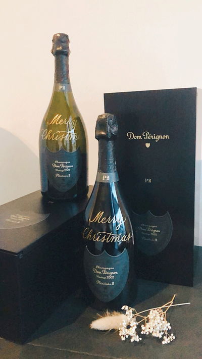 Gekalligrafeerde Champagne, gepersonaliseerde fles