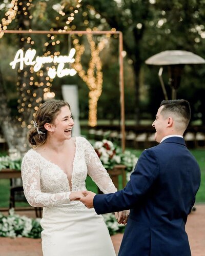 Lara and Marty during their first dance as newlyweds captured by Tony George Photography