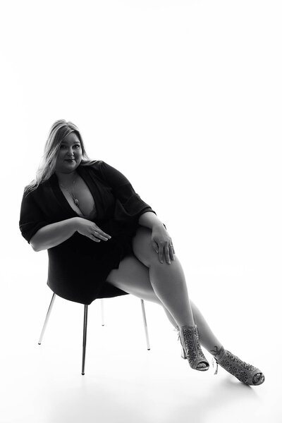 A vancouver photographer captures an image of women sitting infront of a bright white backdrop