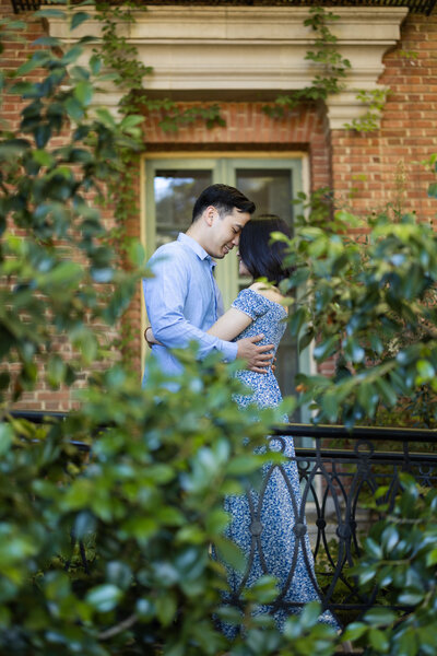 Couple at their engagement shoot in Filoli Gardens.