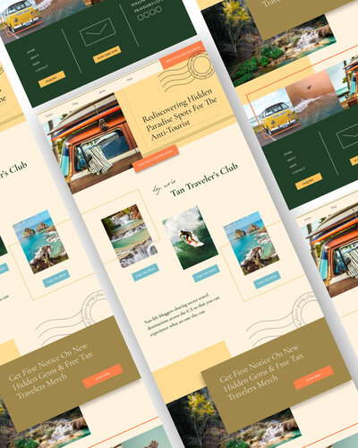 homepage website design for a travel blog