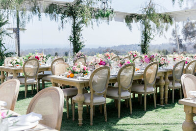 floral design on clear-top tent
