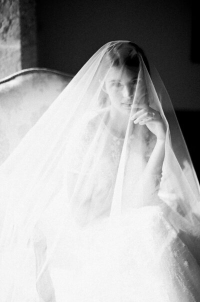 bride sitting during her getting ready