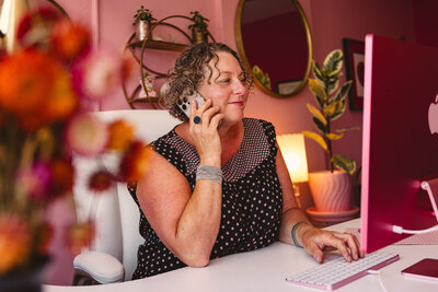 Oregon business lawyer, Cassie Peters, works in her office.