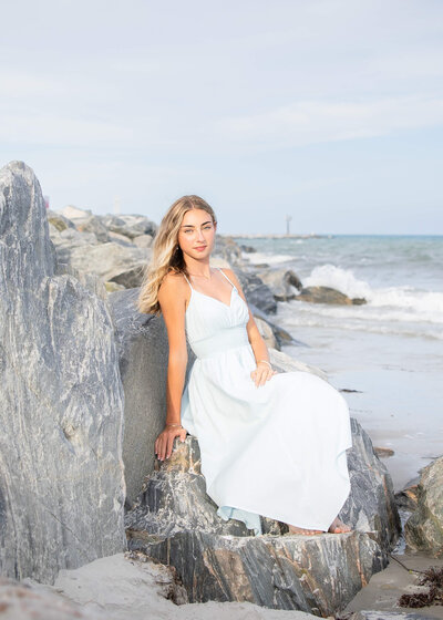 Senior photo shoot on the beach in Coaco Beach, FL