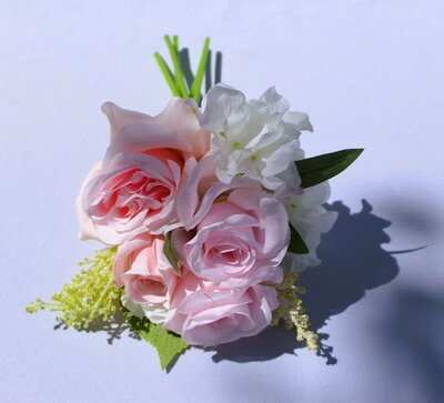 Pink Rose & Cream Hydrangea BOUQUET (6)