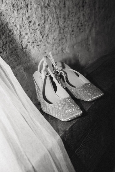 detail photos of florals and wedding shoes at Alberta wedding