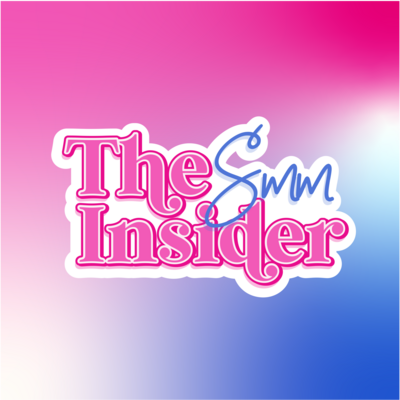 Pink, white and blue gradient with logo for the smm insider