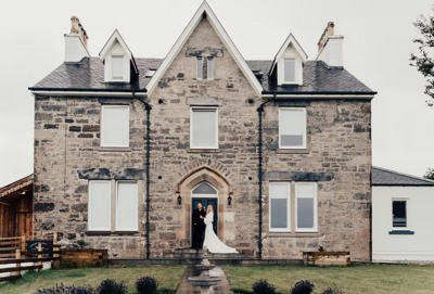 bride and groom share vows