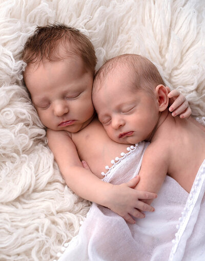 portret van newborn tweeling in de fotostudio