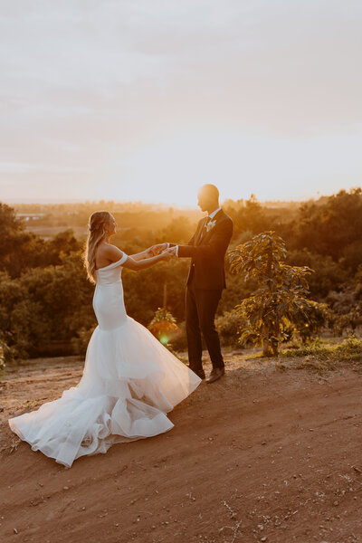 santa barbara san diego golden hour sunset photography bride and groom wedding photographer elopement private estate ranch