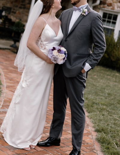 Bride and groom sharing a joyful moment on their wedding day in New York City