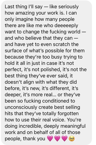 You're doing incredible, deeply meaningful work