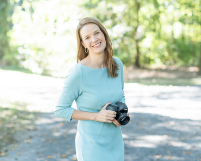 Chattanooga wedding photographer holding a camera