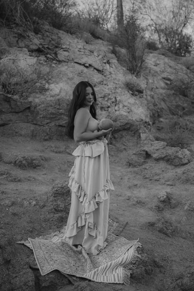 Intimate outdoor maternity photography in Mesa, Arizona, capturing beauty and motherhood.